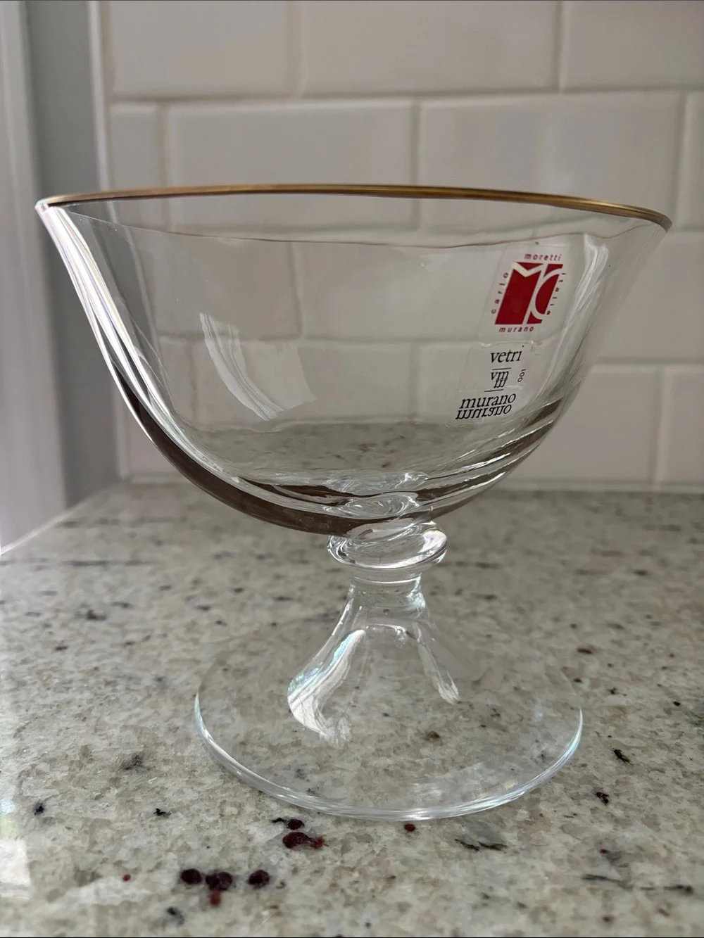 Carlo Moretti Murano clear glass compote